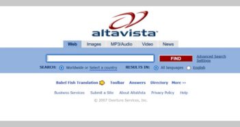 Die AltaVista-Startseite im Jahr 2007. (Foto: screenshot, Memento vom 13. Juli 2007 von archive.com)